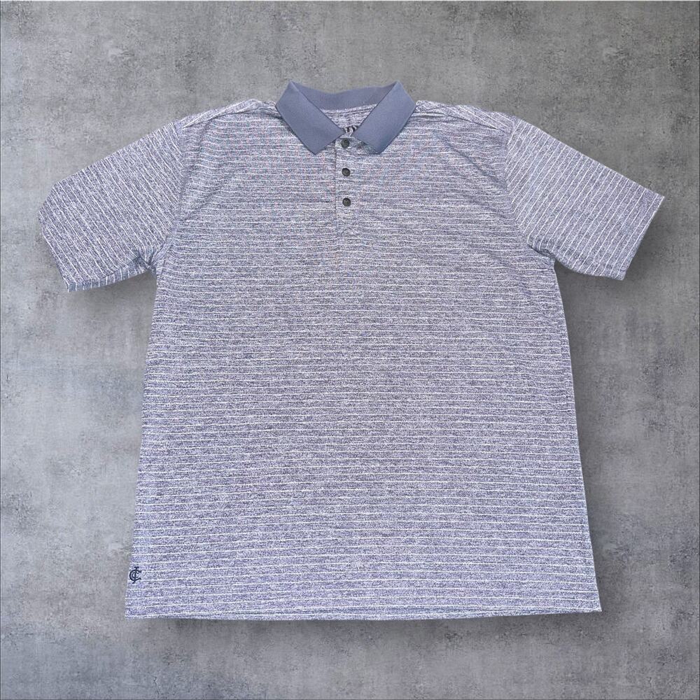 Cody James Core Men’s Medium Blue Striped Collared Lightweight Polo Shirt